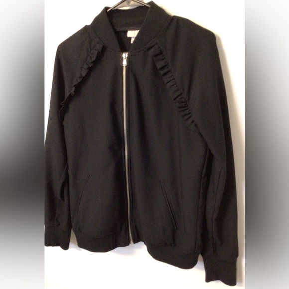 A new day black zippered jacket with ruffle detail size XS - Picture 2 of 8